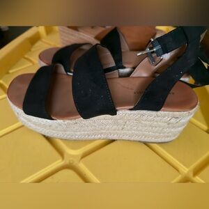 American Eagle Outfitters Black Wedge Sandals